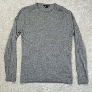 Theory Andrew Cashmere Silk Blend Sweater Mens M Gray Crewneck Long Sleeve